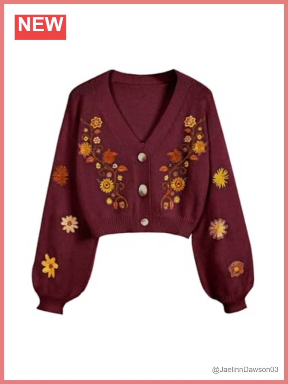 Womens Cropped Floral Cardigan Button Front Boho Cottagecore Sweater